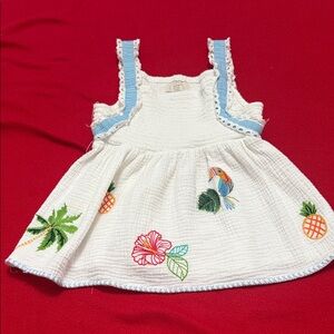 Peek White Baby Dress with Colorful Embroidery